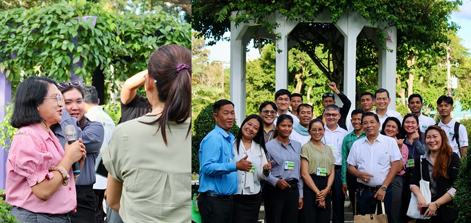 Participants and facilitators during their visit to the Institute of Crop Science (ICropS) Edible Landscaping Technology Demonstration Garden at the University of the Philippines Los Baños (UPLB)