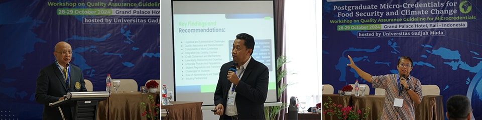 (L-R) Assoc. Prof. Dr. Buncha Chinnasri, Dr. Ir. Hatma Suryatmojo, and Dr. Irwan Endrayanto Aluicius during the workshop’s plenary discussions.