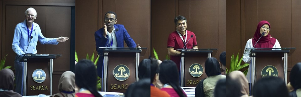 (L-R): Prof. R. Hegarty (NZAGRC), Dr. S. Wassie (UC Davis), Dr. A. Angeles (UPLB) and Dr. Nur Azura Binti Adam (SEARCA)