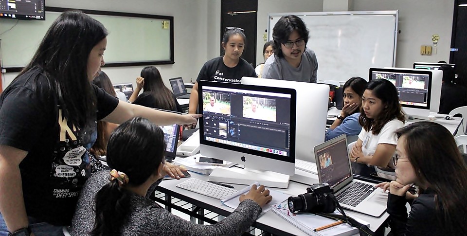 Learners join a hands-on exercise on video editing led by video production specialists from the UPLB College of Development Communication during the second day of the 3rd Face-to-Face Session of the IKM Mentorship Program, 25 April 2019.