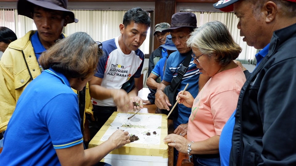 The participants tried their hands at building a SNAP Hydroponics planting system during the hands-on exercise at the UPLB-Institute of Plant Breeding.