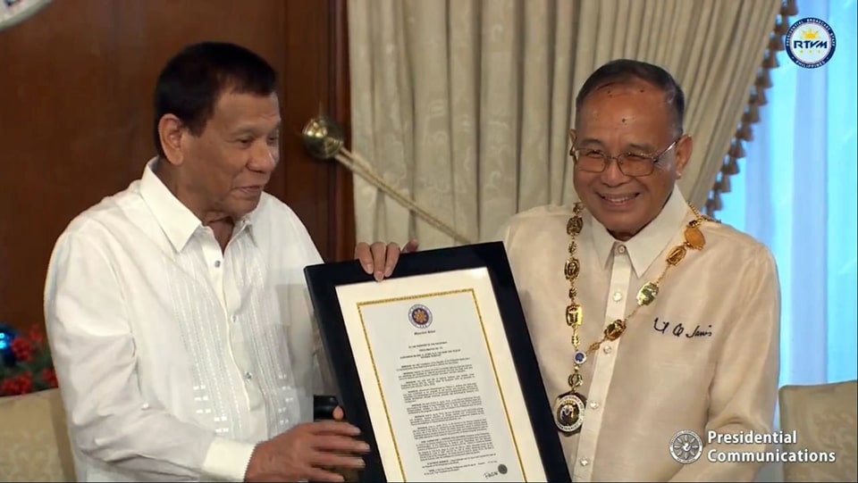 President Rodrigo Roa Duterte formally conferred the Rank and Order of National Scientist to Dr. Emil Q. Javier. The Order of National Scientist is the highest honor conferred by the President to a Filipino with outstanding achievements in science and technology.