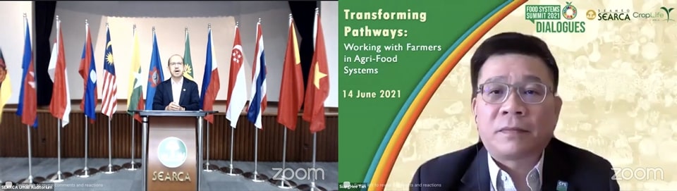 SEARCA Director and UN Food Systems Summit Champion, Dr. Glenn B. Gregorio and CropLife Asia Executive Director, Dr. Siang Hee Tan emphasized the significance of strengthening multi-sectoral collaboration and empowering farmers in their welcome remarks.