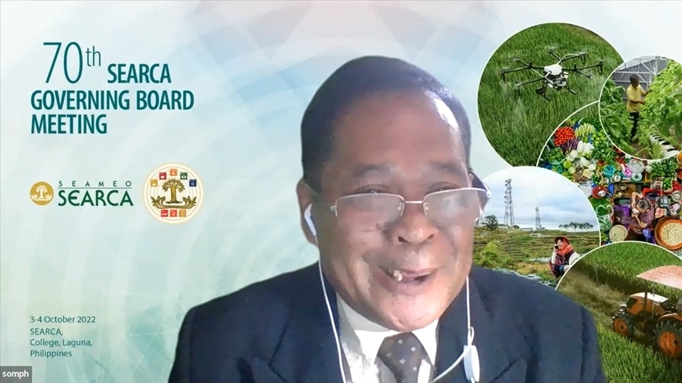 Dr. Somphong Chanthavong, Acting Dean, Faculty of Agriculture and Environment, Savannakhet University, and Country Representative of Lao PDR, joins the GBM virtually.