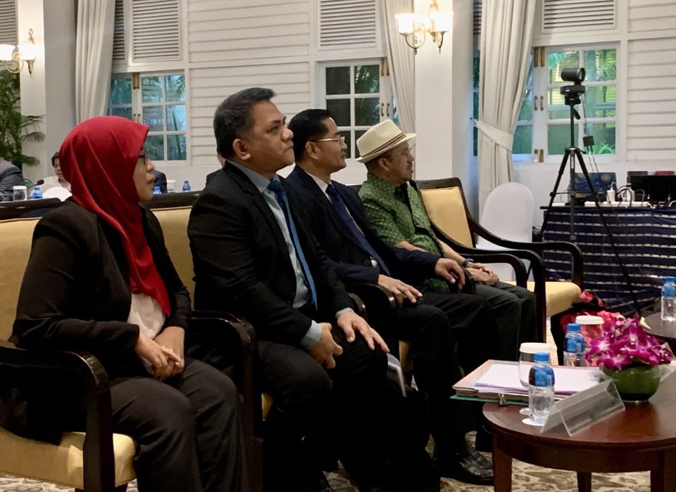 (L-R) Dr. Nur Azura Binti Adam, SEAMEO SEARCA Deputy Director for Programs; Dr. Jose Camacho, Jr., SEAMEO SEARCA Governing Board Chair; His Excellency Dr. Touch Visalsok, Secretary of State, Ministry of Education, Youth, and Sport, Kingdom of Cambodia; and Dr. Glenn Gregorio, Center Director