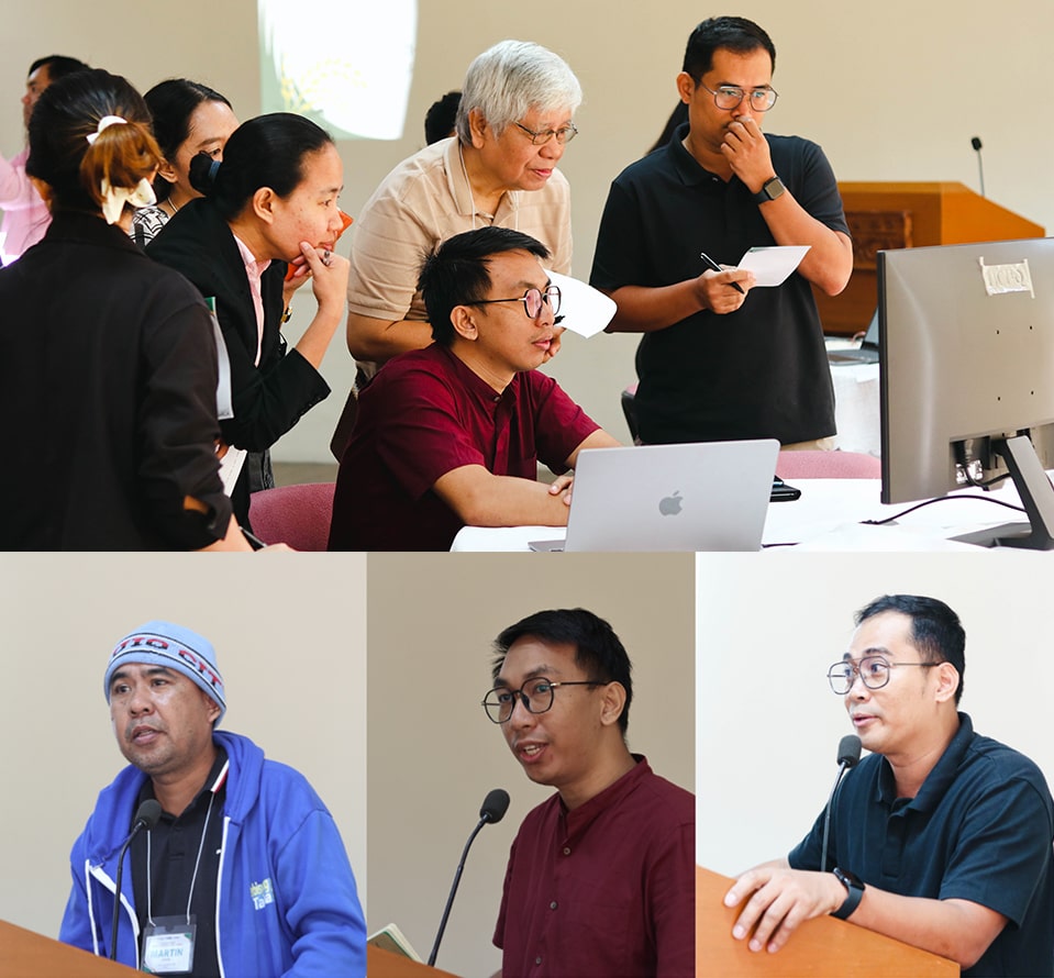 (Top) Participants actively engaged in the hands-on demonstration during the second day of the workshop. (Bottom) Participants shared their recommendations and feedback on their user experience with the web application