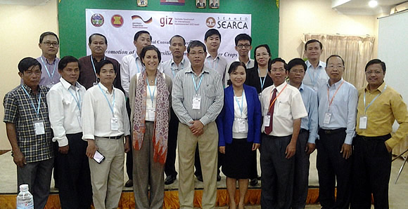 Participants at the National Consultative Meeting led by Dr. Ouk Makara (center), Director of CARDI and Focal Person for ATWGARD