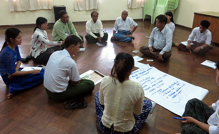 The participants as they brainstorm on their proposal.