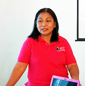 Dr. Grace Recta, PCC Director at MMSU, during the KM Audit on 26 October 2015 in Laoag, Ilocos, Norte.