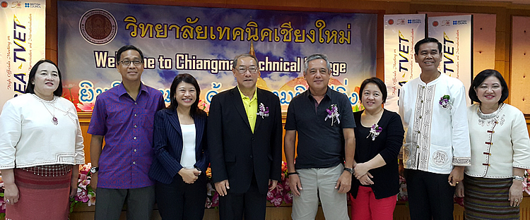 Dr. Gil C. Saguiguit, Jr., SEARCA Director 4th from right), and Ms. Adoracion T. Robles, SEARCA Executive Coordinator and Management Services Unit Head (3rd from right), at the Chiang Mai meeting on 24-26 August 2015, with former Thailand Deputy Minister of Education Dr. Krissanapong Kirtikara (center); Dr. Tinsiri Siribodhi, SEAMES Deputy Director for Administration and Communication; Dr. Juan Miguel M. Luz, Associate Dean at the Asian Institute of Management Stephen Zuelling Graduate School of Development Management; and other Thai participants.