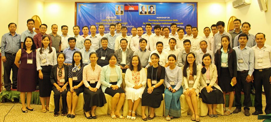 Workshop participants pose with H.E. Touch Visalsok, MOEYS Undersecretary of State (2nd row, middle), resource persons, and training team from SEARCA, RUA, and MOEYS.